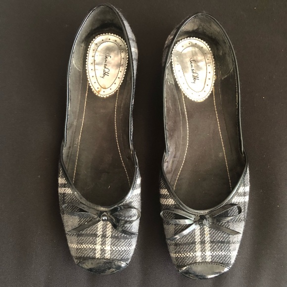 Sam & Libby Shoes - SAM & LIBBY Bl White Gray Plaid Ballet Flats 8.5